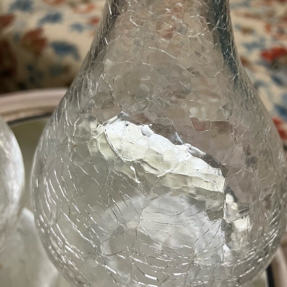 2 BLENKO CRACKLE ICE GLASS CLEAR 7” VASES 1940’s APPLIED NECK RUFFLE BULBOUS - Picture 13 of 15